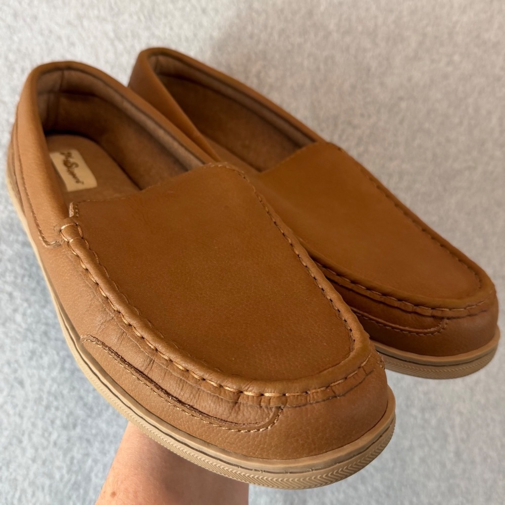 My Slippers MyPillow Men's 13 Leather Moccasin Tan Brown Slip On Loafers Shoes